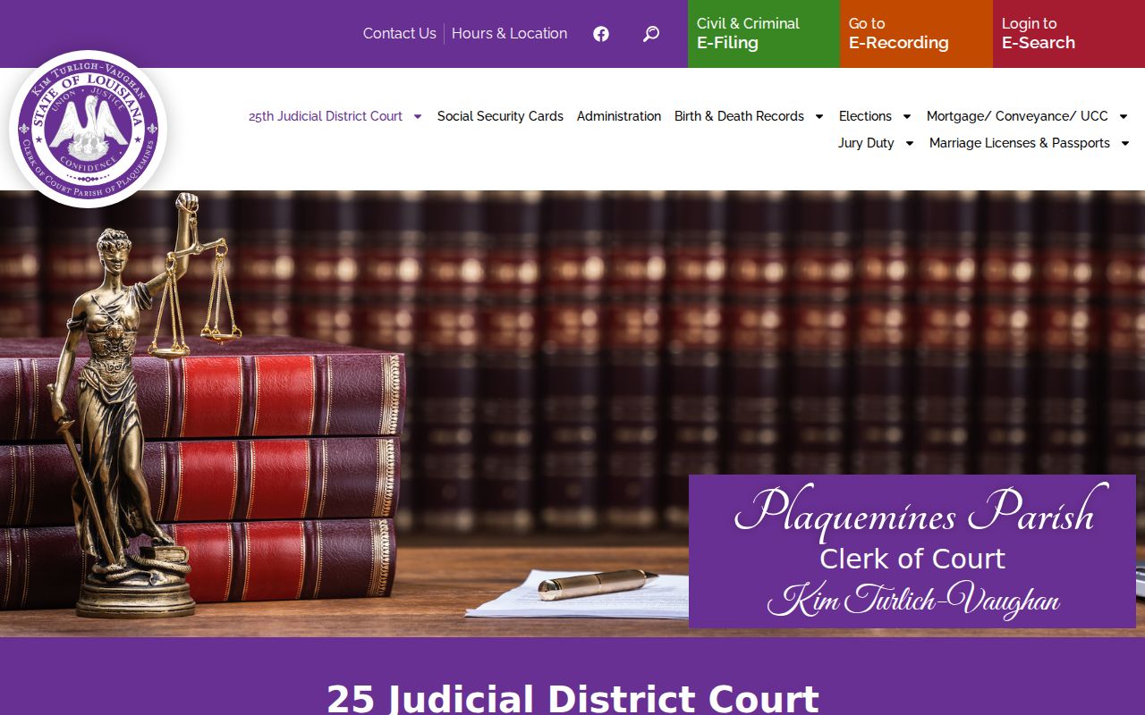 Plaquemines Parish clerk of court jurisdiction and locations for arrest warrant records