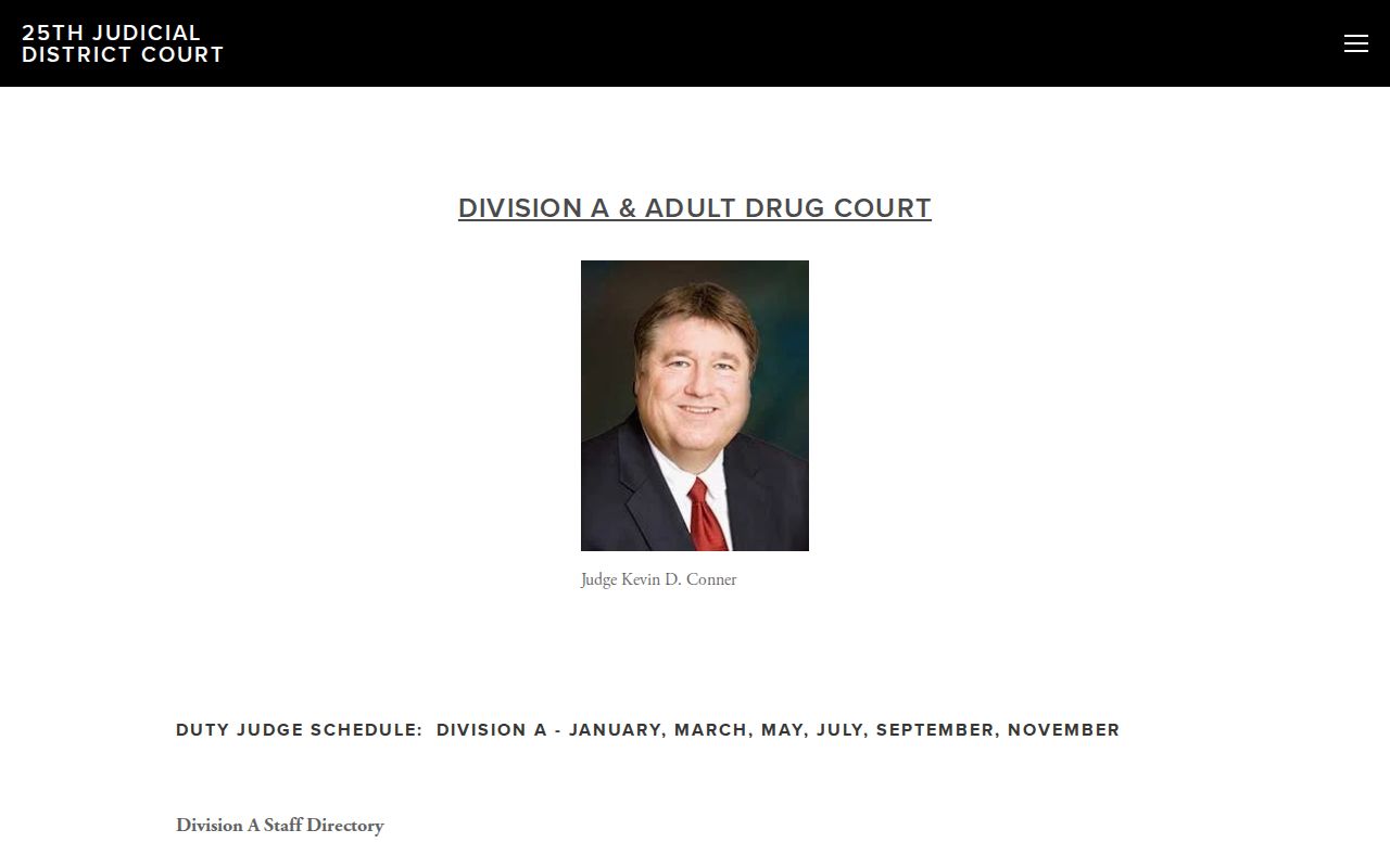 Plaquemines Parish Division A judge page for arrest warrant questions