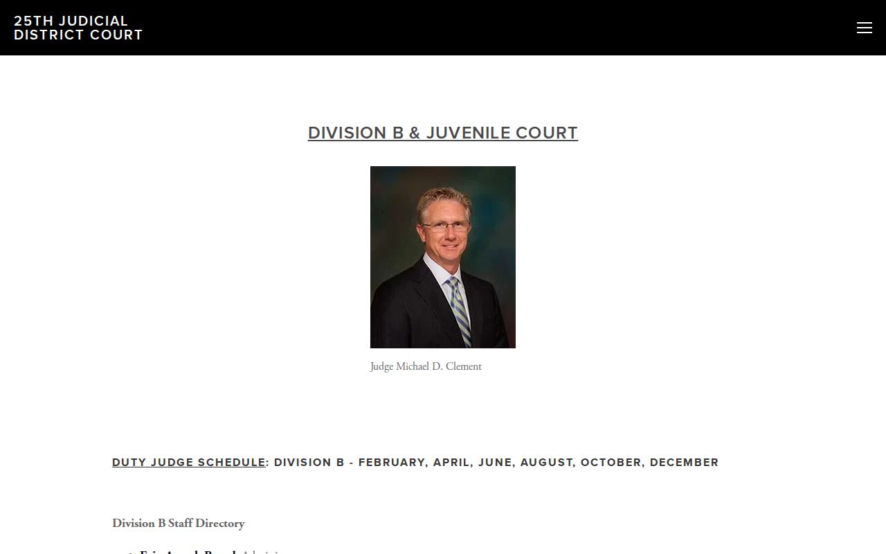 Plaquemines Parish Division B judge page for arrest warrant questions