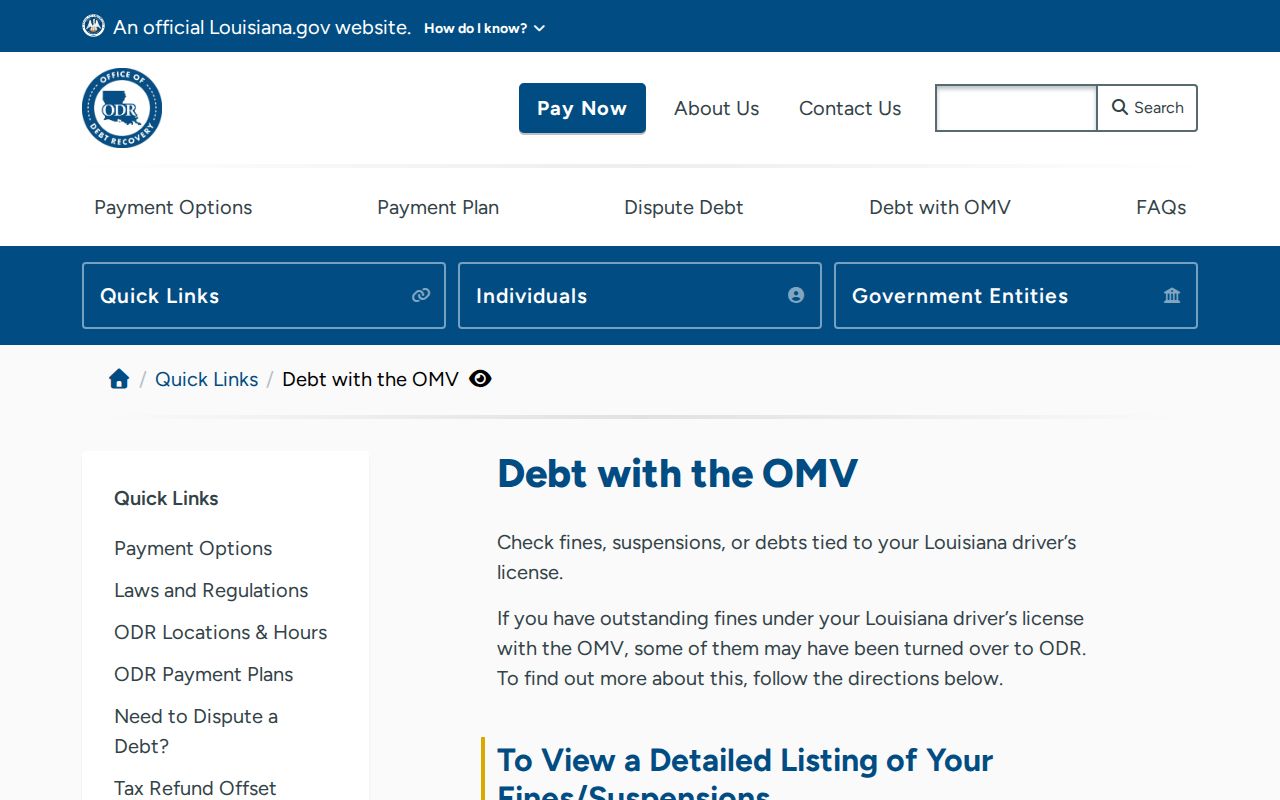 Plaquemines Parish traffic warrant debt and status routing page